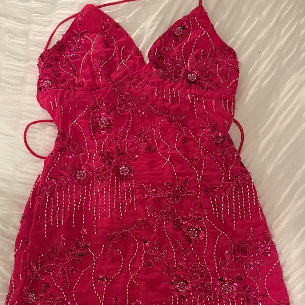 Elegant Pink Beaded Dress